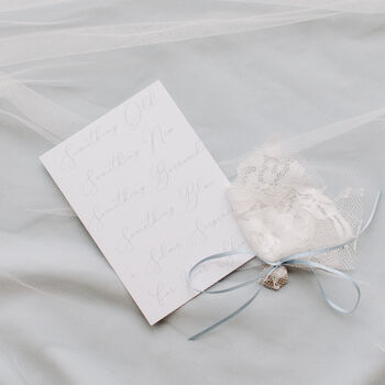 Personalised Gold Star And Lace Tie Style Wedding Garter, 5 of 8