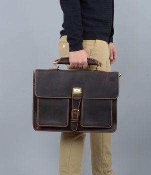Vintage Look Leather Briefcase, 10 of 12