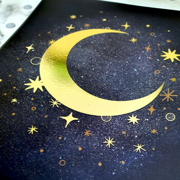 Celestial Moon And Star Foiled A5 Mini Art Print, 7 of 7