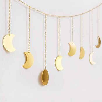 Moon Phase Garland With Chains Boho Wall Hanging, 8 of 12