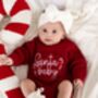 Santa Baby Christmas Embroidered Baby Knitted Romper, thumbnail 4 of 12