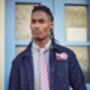 Mens Pink, White And Blue Lightning Bolt Pocket Square, thumbnail 3 of 5