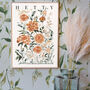 October Marigolds Birth Flower Print And Name, thumbnail 1 of 3