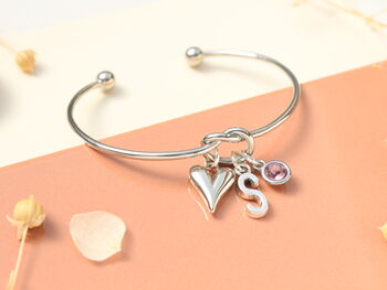 Personalised Heart Initial Silver Bracelet Friendship Knot, 5 of 11