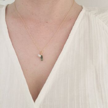Gold Filled Tourmaline And Pearl Charm Necklace, 9 of 11