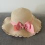 Personalised Childrens Pink Bow Sun Hat And Bag Set, thumbnail 3 of 4