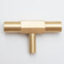 Satin Brass Tbar Handle With Hexagon On Centre, thumbnail 6 of 6