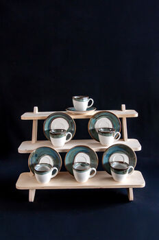 Turquoise Set Of Six Porcelain Espresso Cup And Saucer, 8 of 12