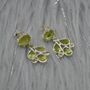 Peridot Earrings: Silver, Floral Dangle Drop, thumbnail 3 of 8