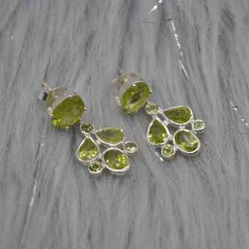 Peridot Earrings: Silver, Floral Dangle Drop, 3 of 8