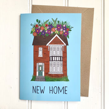 Floral House Illustration New Home Card, 2 of 3