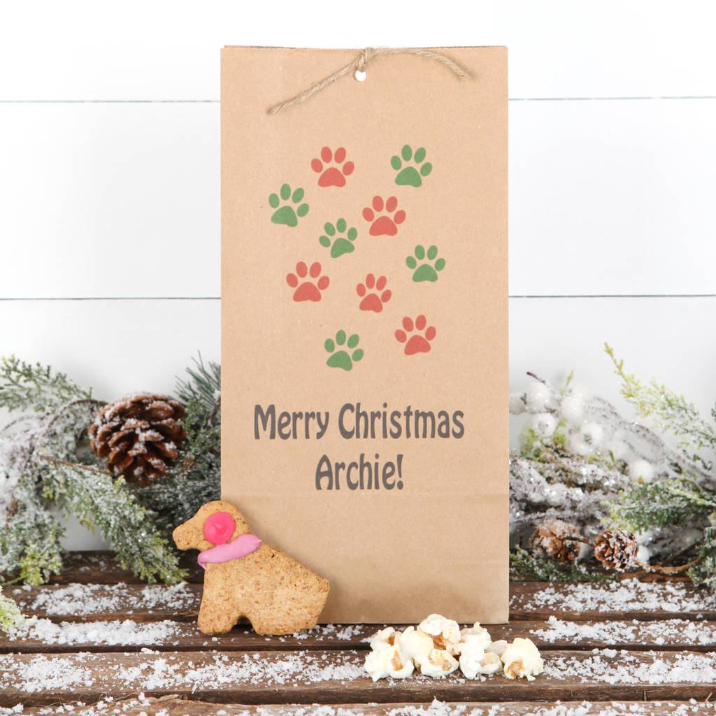 Dog Treats In A Personalised Christmas Bag By Red Berry Apple