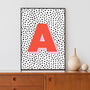 Personalised Spotted Initial Art Print, thumbnail 1 of 4
