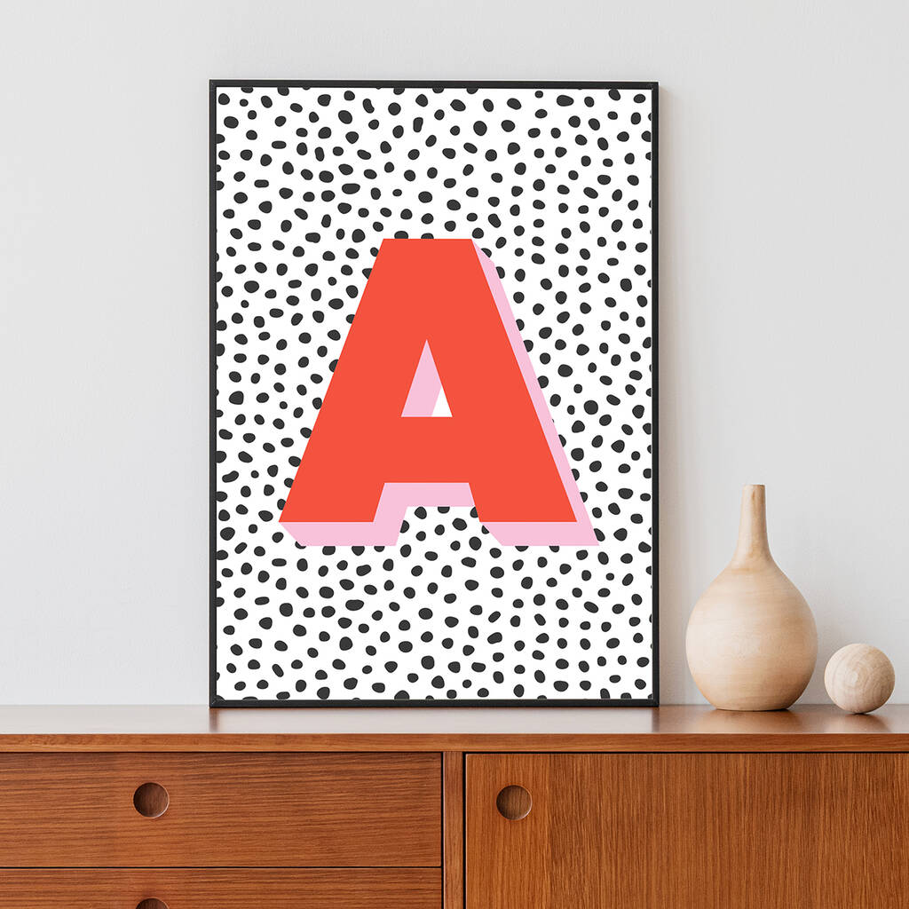 Personalised Spotted Initial Art Print, 1 of 4
