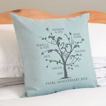 Personalised Pearl Anniversary Family Tree Cushion, 3 of 5