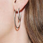 Silver Oval Hoop Earrings, thumbnail 1 of 4