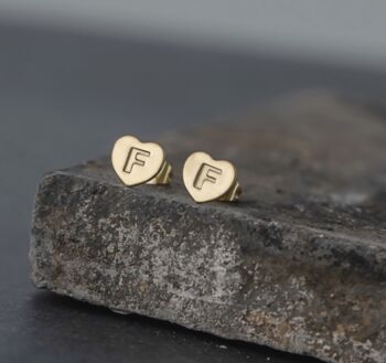 Heart Letter Initial Stainless Steel Stud Earring, 6 of 12