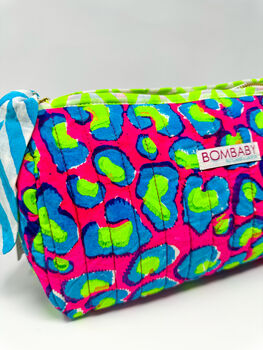 Handmade Quilted Wash Bag | Electric Safari, 3 of 3