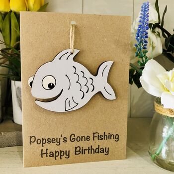 Personalised Gone Fishing Birthday Card For Grandad, 5 of 7