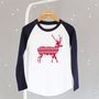 Christmas Reindeer Baseball T Shirt, thumbnail 1 of 10