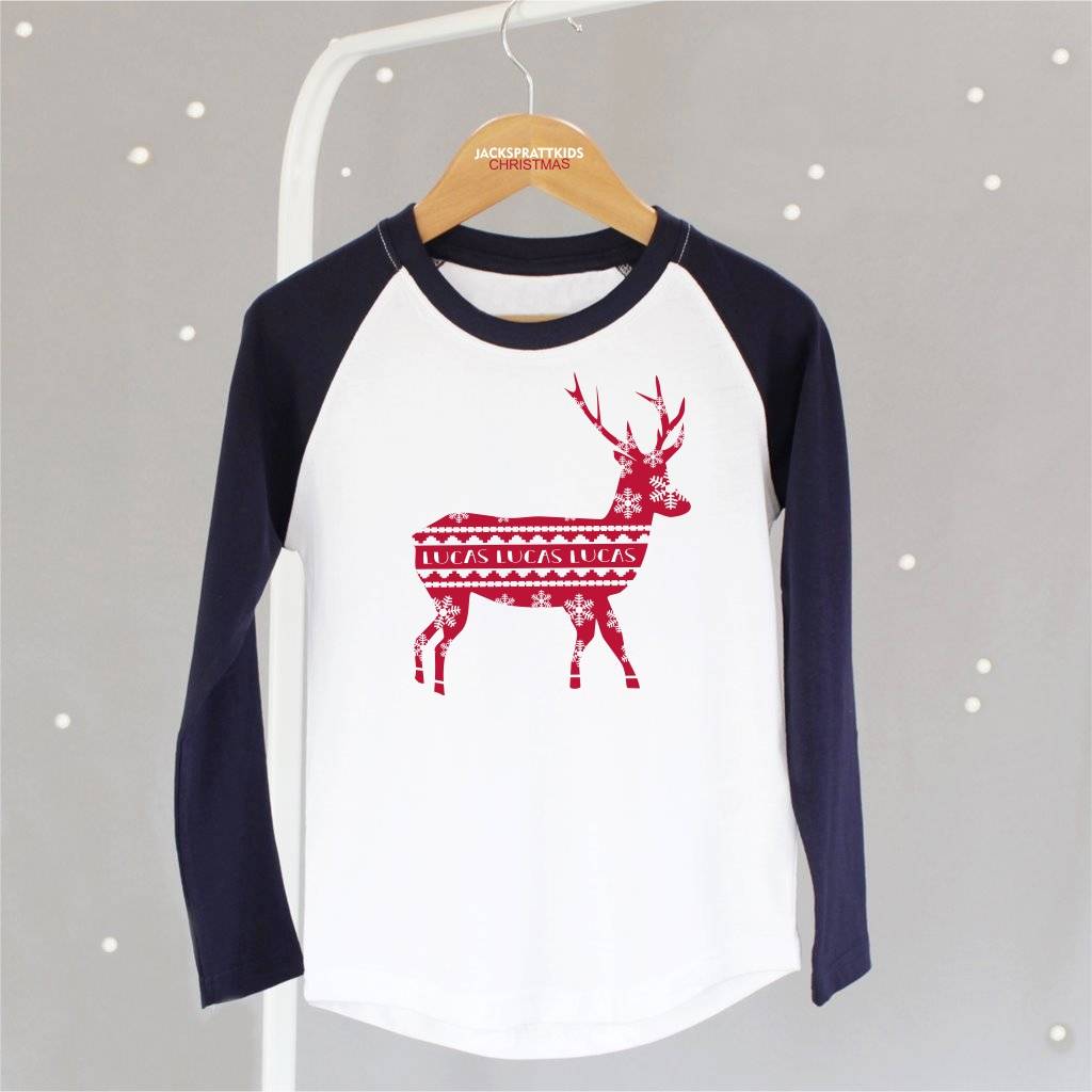 Christmas Reindeer Baseball T Shirt, 1 of 10