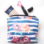 Flowers And Blue Stripe Make Up Wash Bag, thumbnail 4 of 7