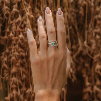 Maharani Turquoise Topaz Mixed Metal Spinning Ring, 5 of 10