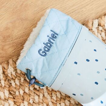 Personalised Blue Spot Welly Boots, 3 of 5