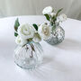Set Of Two Round Clear Pressed Glass Vases Eight.5cm, thumbnail 1 of 4