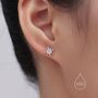 Sterling Silver Asymmetric Moon And Starburst Stud Earrings, thumbnail 3 of 12