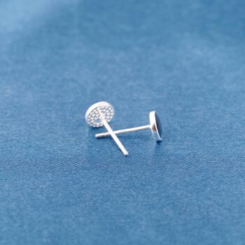 Black Onyx Stone 10 Mm Stud Earrings, Sterling Silver Unisex Studs, 6 of 7