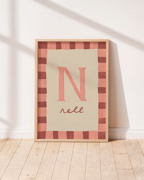 Personalised Illustrated Letter Print With Striped Border, 3 of 10