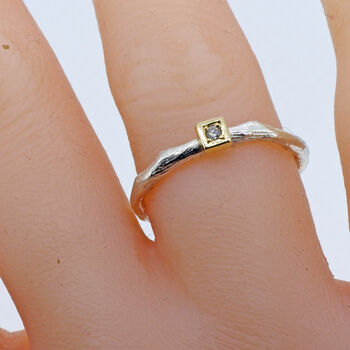 Sterling Silver And Gold Ring With Diamond, 2 of 4