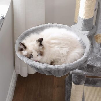 Cat Tree Plush Cat Condo Multi Level Design Light Grey, 8 of 12