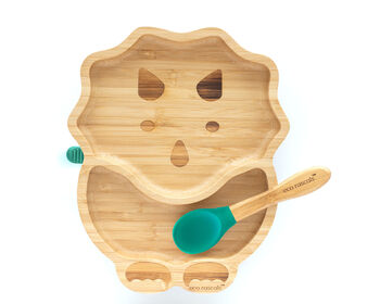 Bamboo Dinosaur Plate With Suction Green, 4 of 4