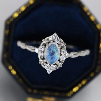 Vintage Inspired Genuine Moonstone Ring, 7 of 11