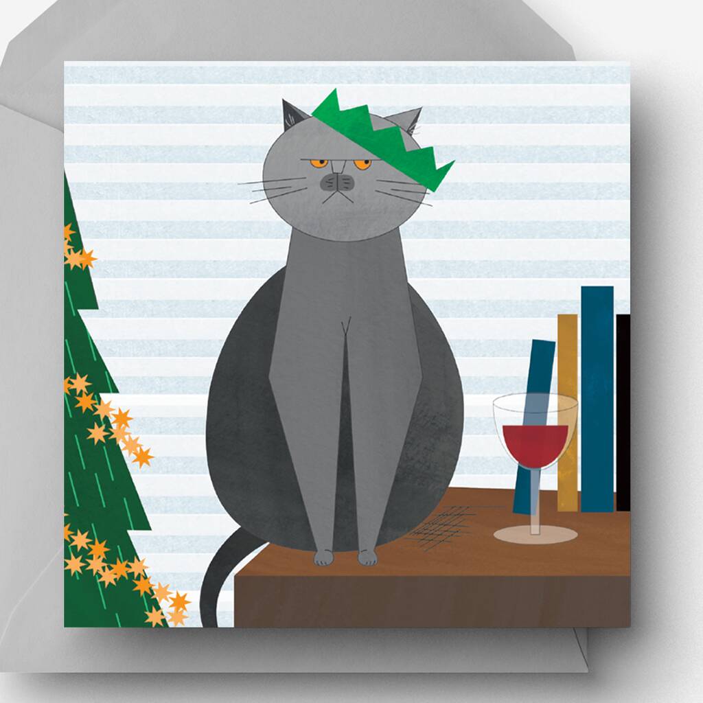 Grumpy Christmas Cat Charity Card, 1 of 6