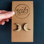 Crescent Moon Stud Earrings, Ochre And Gold, thumbnail 2 of 3