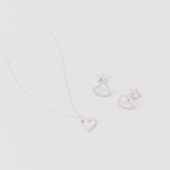 Dainty Sterling Silver Heart Necklace And Earring Set, 6 of 10