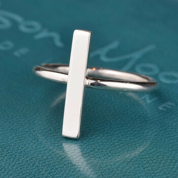 Deco Minimalist Sterling Silver Bar Ring, 2 of 7