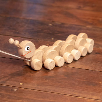 Personalised Wooden Caterpillar Pull Along Toy, 3 of 6