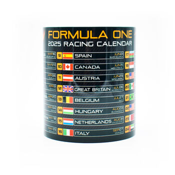 Grand Prix 2025 Season Racing Calendar Mcl Edition Mug, 5 of 8