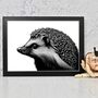 Black And White Hedgehog Art Print, thumbnail 2 of 2