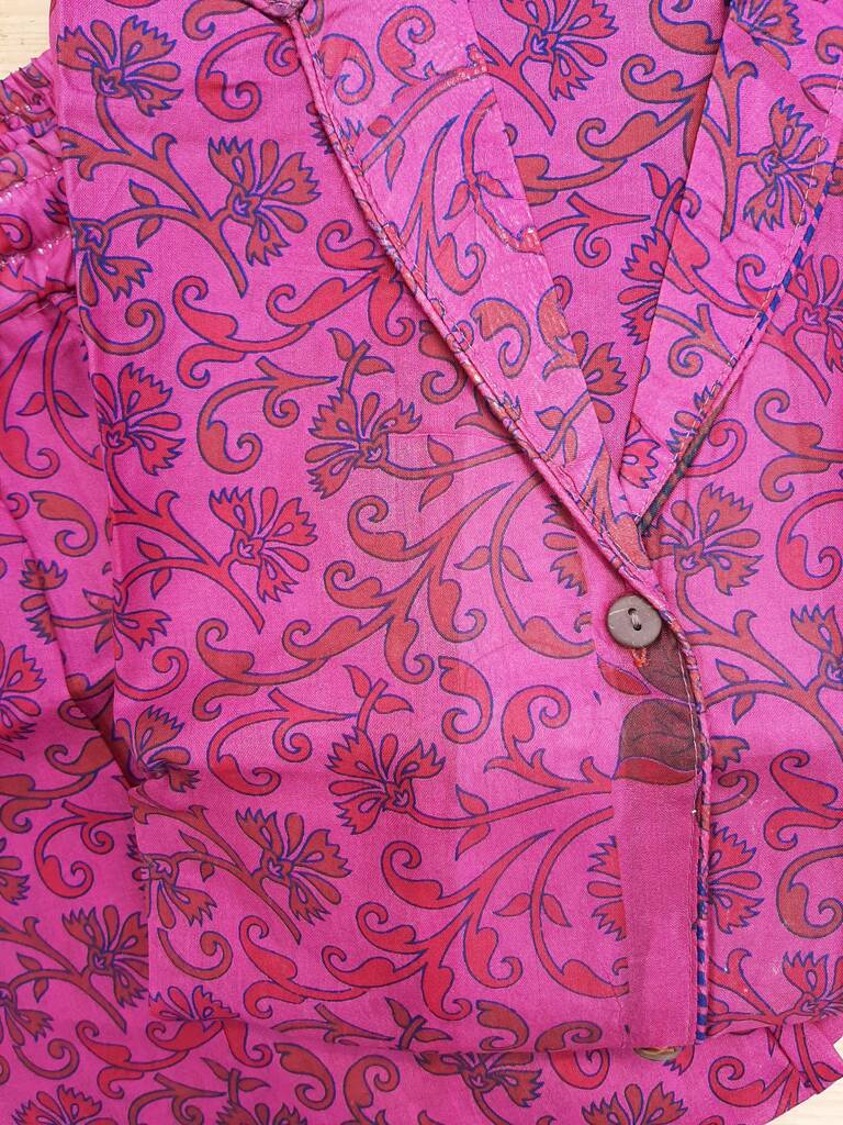Up-cycled Silk Sari Pyjamas Lavender Paisley | Indian Rose Sidcup Clothing Boutique