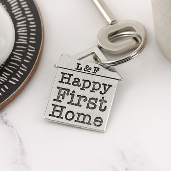 Couples Housewarming Gift Happy First Home Keyring, 5 of 12