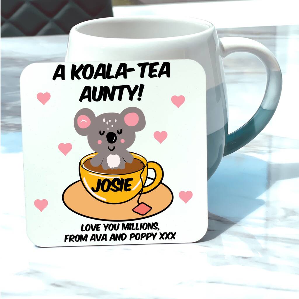 Personalised Koala Tea Aunty Coaster