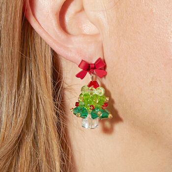 Beaded Christmas Tree Earrings, 2 of 4