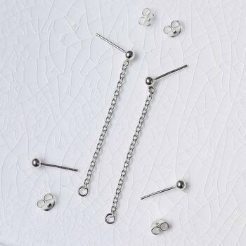 Sterling Silver Helix Chain Stud Earrings, 7 of 9