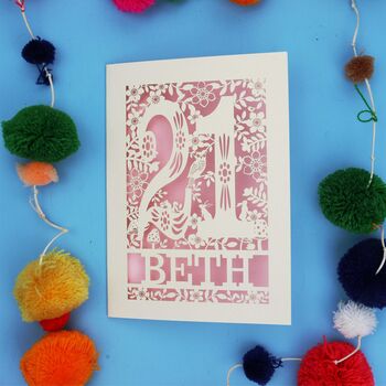 Personalised 21st Birthday Card Papercut Woodland Design, 8 of 8