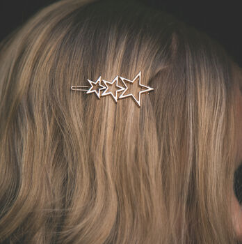 Lila Triple Star Gold Hair Clip, 4 of 4
